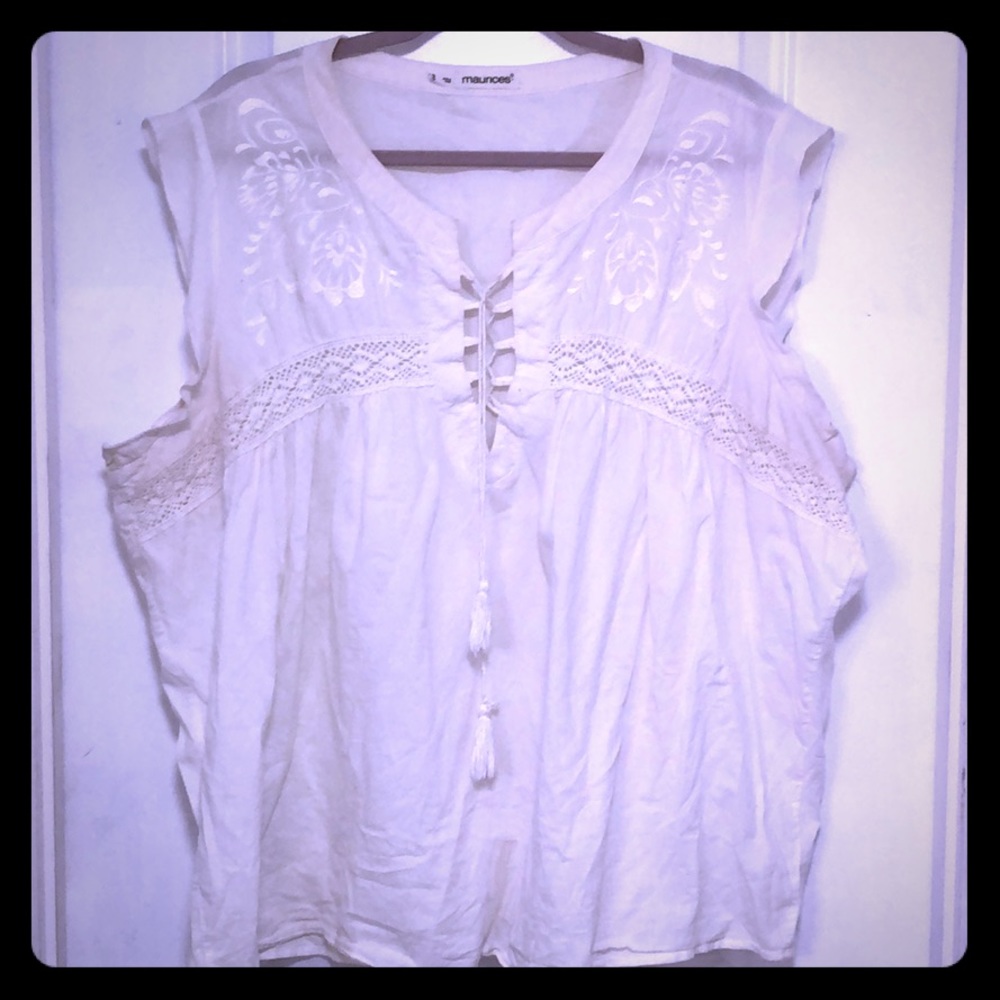 White flowy top